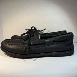 SPERRY Top-Sider 2 Eye HAND SEWN Black Loafer Boat Deck Shoe 0836981 Mens Sz 9 M